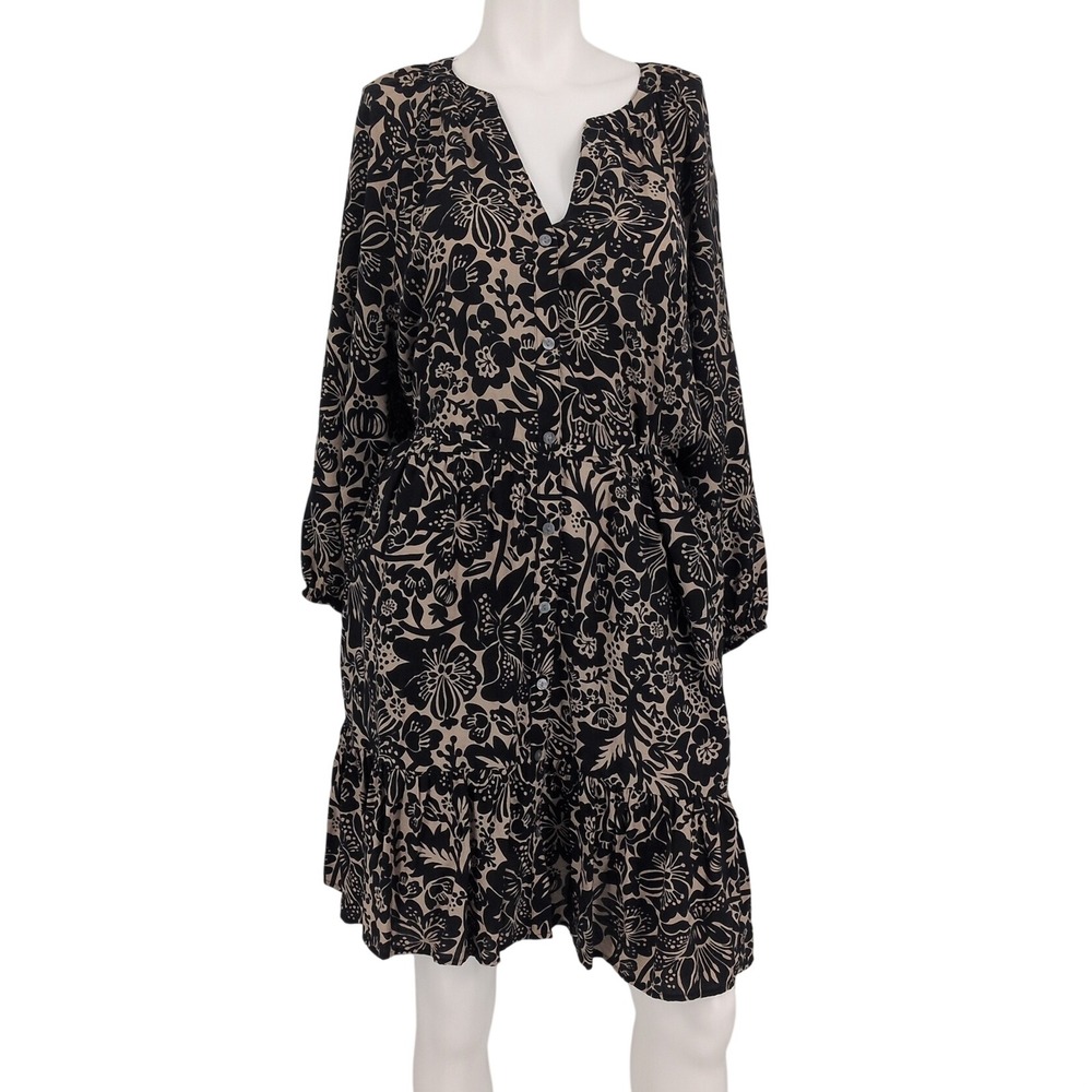 Floral Babydoll Shirt Dress Tiered Balloon Sleeve Belted Cottage Prairie XXLarge